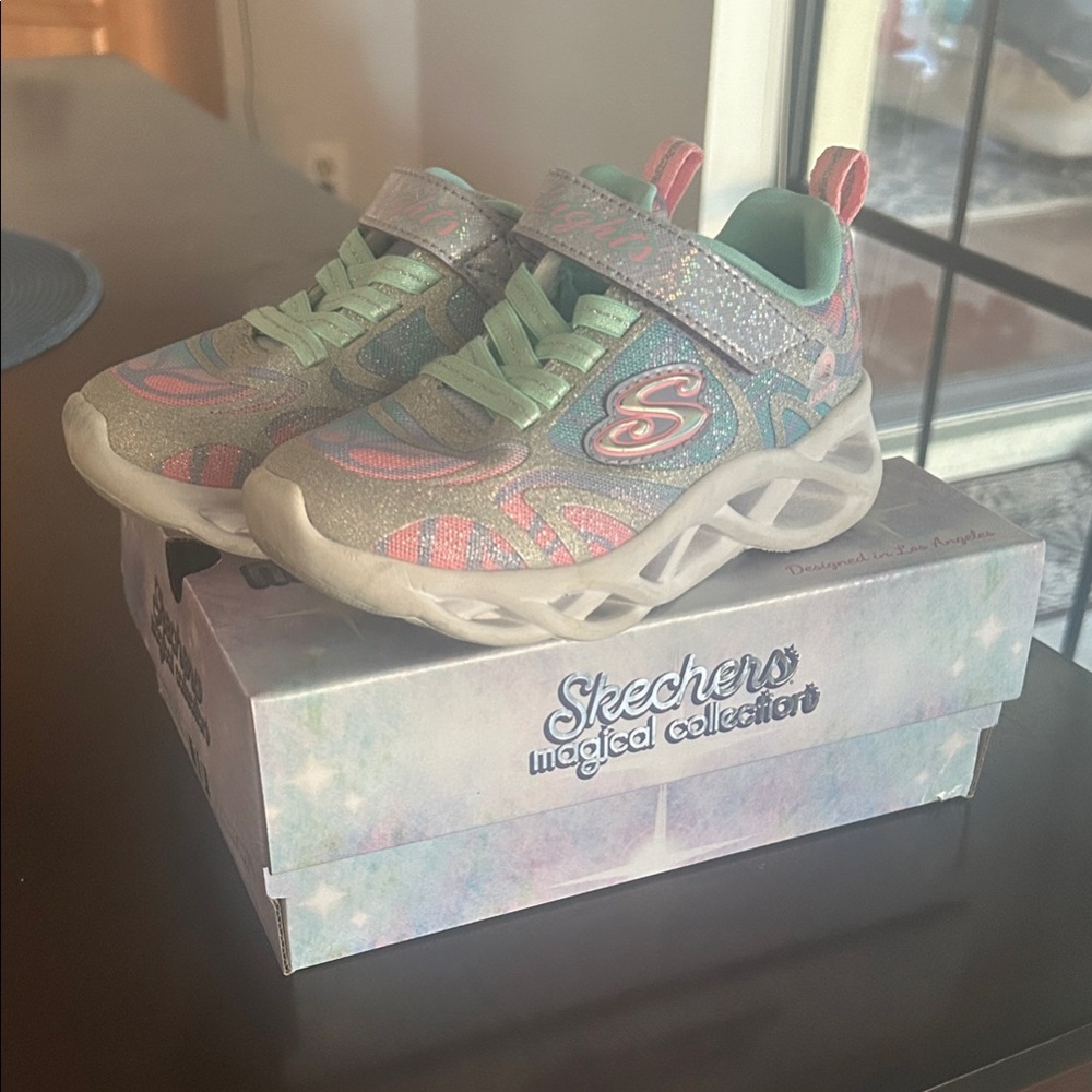 Skechers Kids' Sparkle Light-Up Sneakers - Pink and Blue